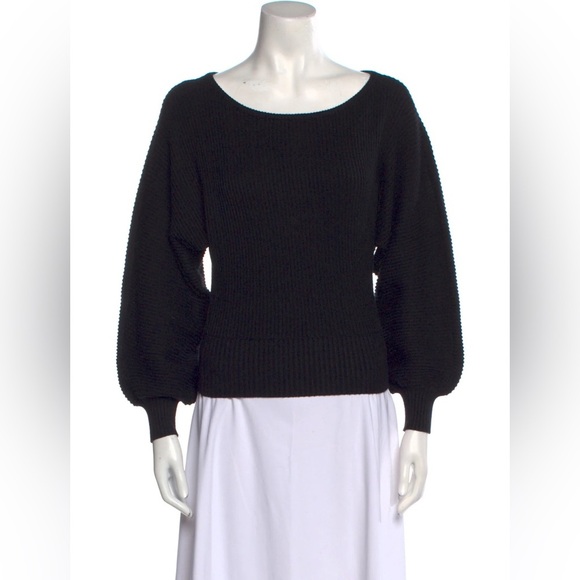 NWT L'Academie Wool Scoop Neck Black Sweater- Small - Picture 1 of 9